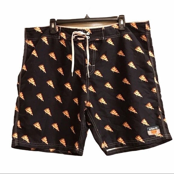 Ambsn California Pizza Swim Trunks Board Shorts - Picture 1 of 9